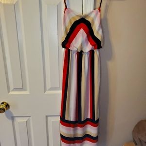 Forever 21 Contemporary Womens Multicolored Striped Midi Dress Sleeveless Size S